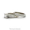 2cttw Princess Cut Diamond Bridal Set with Accented Sides and Matching Band in 14k White Gold - Thumbnail 3