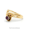 Round Ruby Solitaire Ring with Open Swirled Design in 10k Yellow Gold - Thumbnail 3