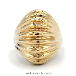 Large Ridged Dome Ring in 14k Yellow Gold