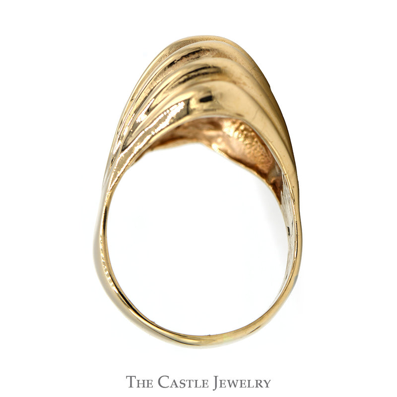 Large Ridged Dome Ring in 14k Yellow Gold