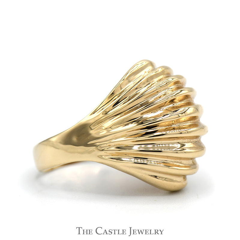 Large Ridged Dome Ring in 14k Yellow Gold