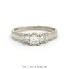 1/2cttw Three Stone Princess Cut Diamond Engagement Ring in 14k White Gold - Thumbnail 1