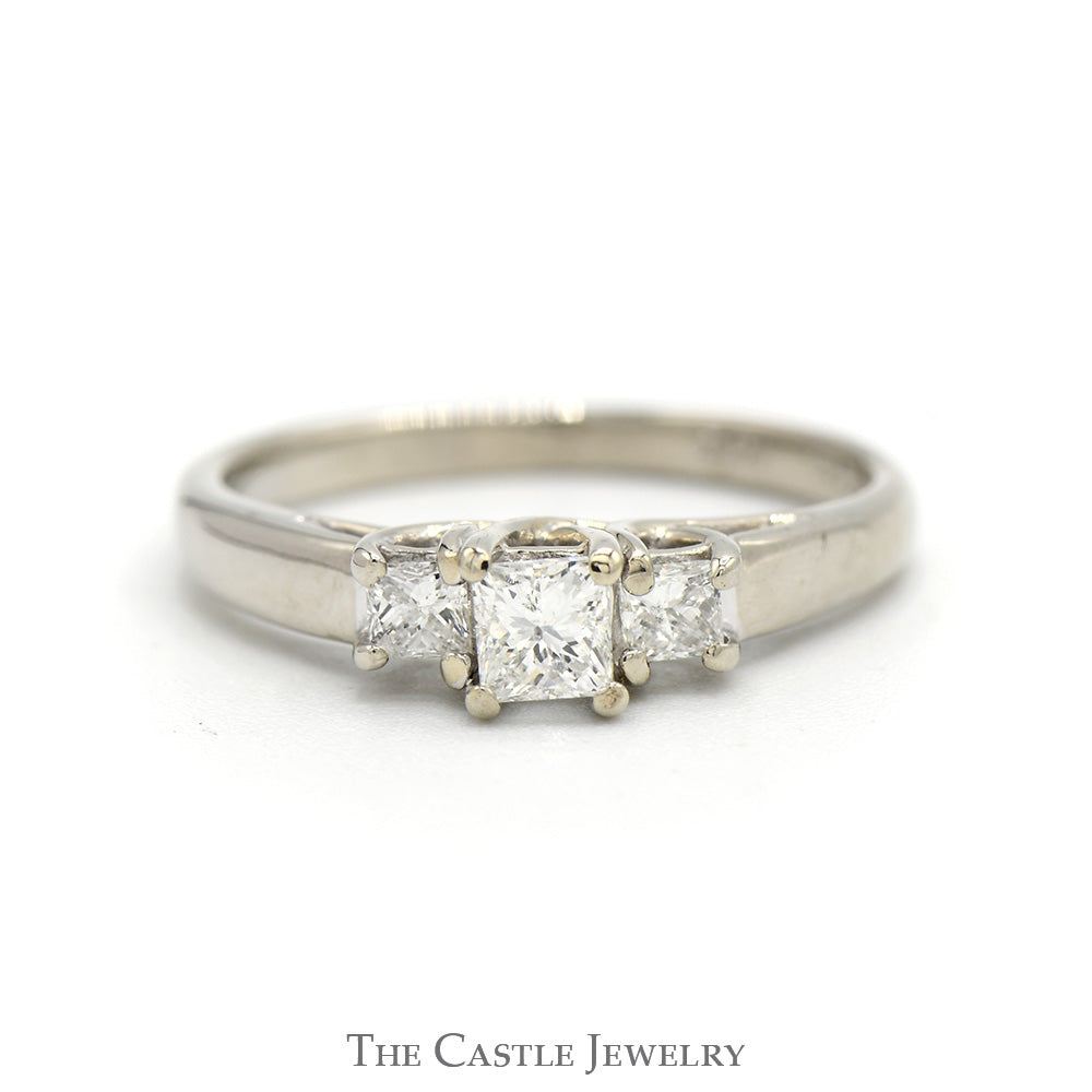 1/2cttw Three Stone Princess Cut Diamond Engagement Ring in 14k White Gold