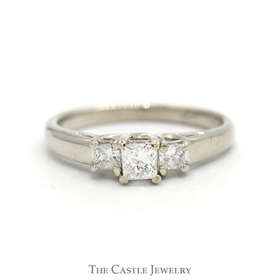 1/2cttw Three Stone Princess Cut Diamond Engagement Ring in 14k White Gold