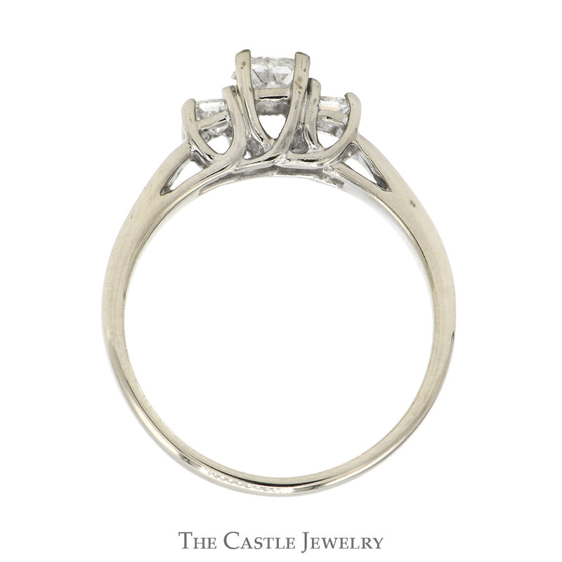 1/2cttw Three Stone Princess Cut Diamond Engagement Ring in 14k White Gold