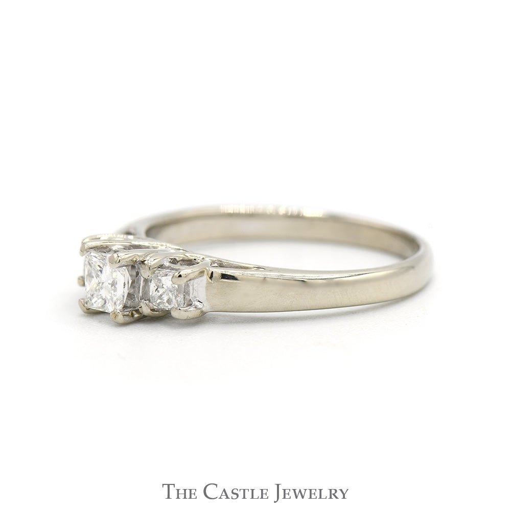 1/2cttw Three Stone Princess Cut Diamond Engagement Ring in 14k White Gold