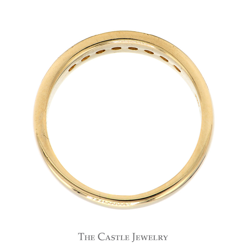 1/2cttw Channel Set Round Diamond Band with Milgrain Edges in 14k Yellow Gold