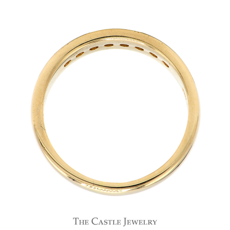 1/2cttw Channel Set Round Diamond Band with Milgrain Edges in 14k Yellow Gold