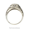 7 Round Diamond Kentucky Cluster Ring with Open Filigree Sides in 14k White Gold - Thumbnail 2