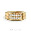 1/2cttw Double Row Diamond Cluster Band with Grooved Sides in 10k Yellow Gold - Thumbnail 1