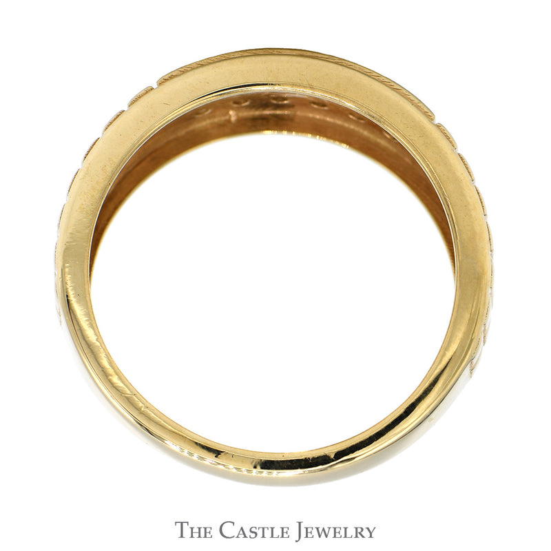 1/2cttw Double Row Diamond Cluster Band with Grooved Sides in 10k Yellow Gold