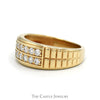1/2cttw Double Row Diamond Cluster Band with Grooved Sides in 10k Yellow Gold - Thumbnail 3