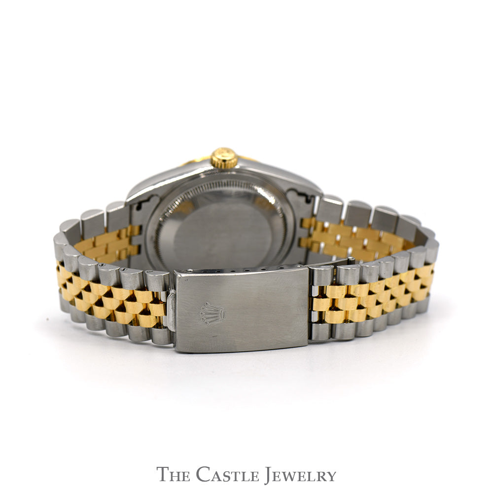 Rolex Datejust 16233 36mm with White Roman Numeral Dial & Two Tone Jubilee Bracelet in 18k & Stainless Steel