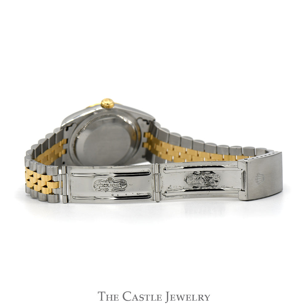 Rolex Datejust 16233 36mm with White Roman Numeral Dial & Two Tone Jubilee Bracelet in 18k & Stainless Steel