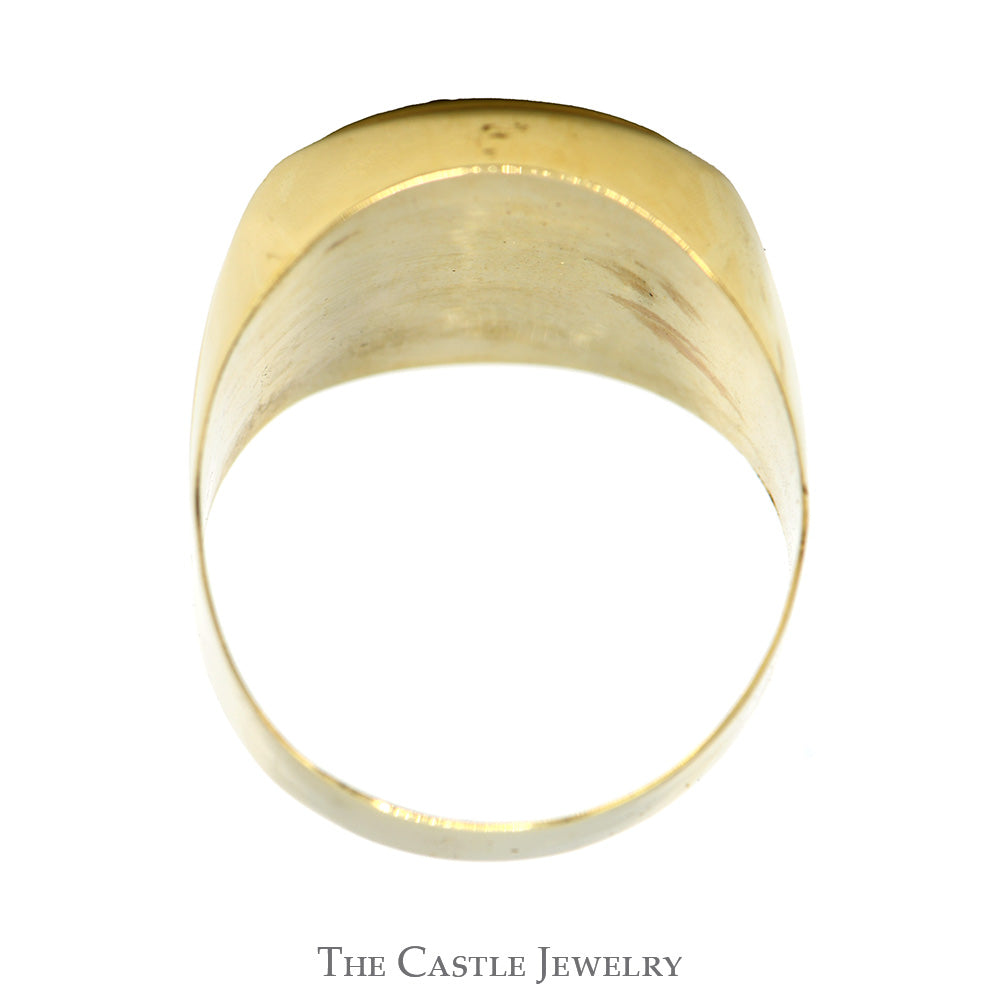 Round Black Onyx Ring with 3 Cubic Zirconia Accents in 14k Yellow Gold