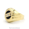 Round Black Onyx Ring with 3 Cubic Zirconia Accents in 14k Yellow Gold - Thumbnail 3