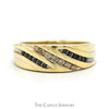 Diagonal Nick Set 1/3cttw Black & Champagne Diamond Men's Ring in 10k Yellow Gold - Thumbnail 1