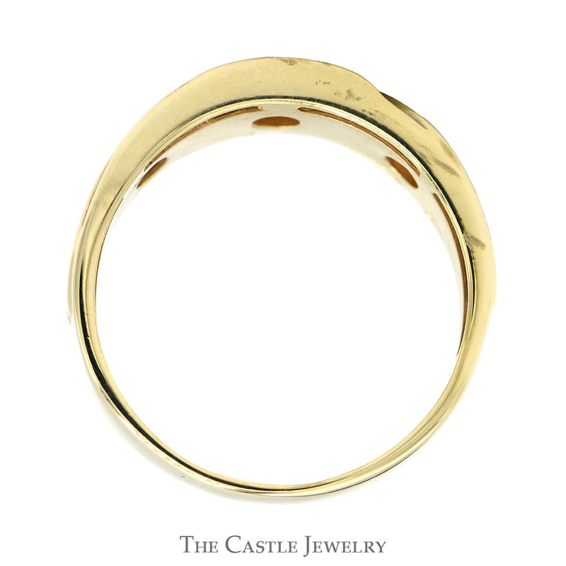 Diagonal Nick Set 1/3cttw Black & Champagne Diamond Men's Ring in 10k Yellow Gold