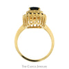 Pear Cut Sapphire Ring with Diamond & Sapphire Double Halo in 14k Yellow Gold - Thumbnail 2