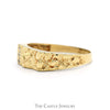 Vertically Set Illusion Diamond Ring with Nugget Textured Sides in 10k Yellow Gold - Thumbnail 3