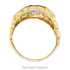 Oval Shaped Diamond Cluster Ring with Nugget Textured Sides in 10k Yellow Gold - Thumbnail 2