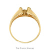 Horseshoe Ring with Illusion Diamonds & Polished Sides in 10k Yellow Gold - Thumbnail 2