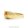 Horseshoe Ring with Illusion Diamonds & Polished Sides in 10k Yellow Gold - Thumbnail 3