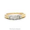 Three Stone Diamond Engagement Ring in 14k Yellow Gold with White Gold Bar Accents - Thumbnail 1