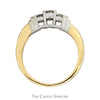 Three Stone Diamond Engagement Ring in 14k Yellow Gold with White Gold Bar Accents - Thumbnail 2
