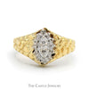 Marquise Shaped Diamond Cluster Ring with Nugget Style Sides in 14k Yellow Gold - Thumbnail 1