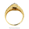 Marquise Shaped Diamond Cluster Ring with Nugget Style Sides in 14k Yellow Gold - Thumbnail 2