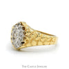 Marquise Shaped Diamond Cluster Ring with Nugget Style Sides in 14k Yellow Gold - Thumbnail 3