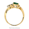 Marquise Cut Emerald Swirled Designed Ring with Diamond Accents in 14k Yellow Gold - Thumbnail 2