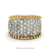 1.5cttw Wide Diamond Cluster Band with Beaded Edges in 14k Yellow Gold - Thumbnail 1