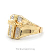 10k Two Toned Crucifix Ring in White & Yellow Gold - Thumbnail 3