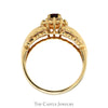 Oval Ruby Ring with Diamond Halo and Accented Sides in 14k Yellow Gold - Thumbnail 2