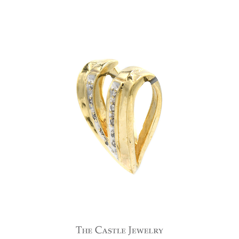 "V" Shaped Slide Pendant with Diamond Accents in 10k Yellow Gold