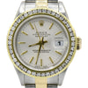 Ladies Rolex Datejust R79163 26mm Luxury Watch with Diamond Bezel and Silver Tapestry Dial in 14k Yellow Gold and Stainless Steel - Thumbnail 3