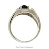 Oval Black Onyx Ring with Concaved Brush Textured Sides in 10k White Gold - Thumbnail 2