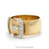 1/4cttw Diamond Accented Buckle Ring with Brush Textured Sides in 14k Yellow Gold - Thumbnail 3