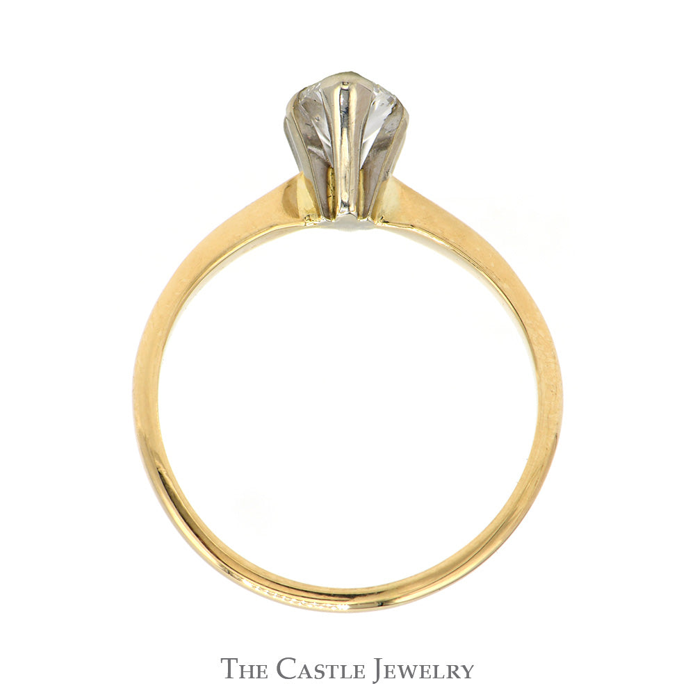 3/4ct Marquise Cut Diamond Solitaire (SI1 H) Engagement Ring in 14k Yellow Gold 6 Prong Mounting