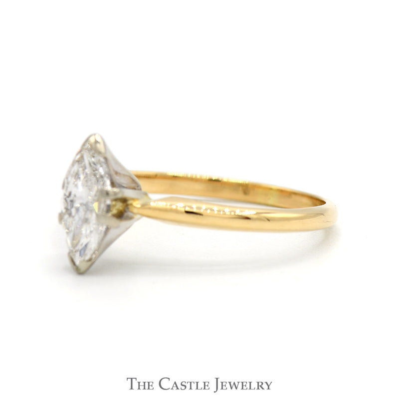 3/4ct Marquise Cut Diamond Solitaire (SI1 H) Engagement Ring in 14k Yellow Gold 6 Prong Mounting