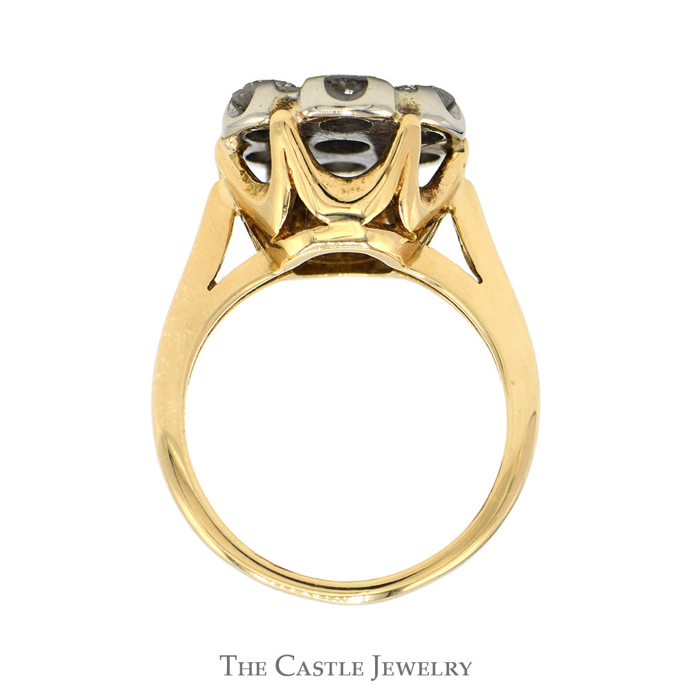 1.5cttw 7 Round Brilliant Cut Diamond Cluster Ring in 14k Yellow Gold