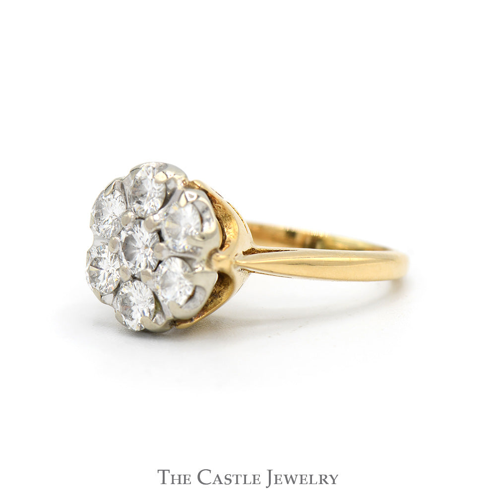 1.5cttw 7 Round Brilliant Cut Diamond Cluster Ring in 14k Yellow Gold