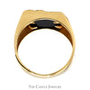 Rectangular Black Onyx Ring with Grooved Sides in 10k Yellow Gold - Thumbnail 2