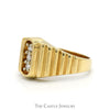 Vertically Triple Diamond Ring with Ridged Sides in 10k Yellow Gold - Thumbnail 3