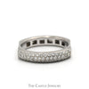 Pave Set Diamond Cluster Band with Squared Shank in 18k White Gold - Thumbnail 1