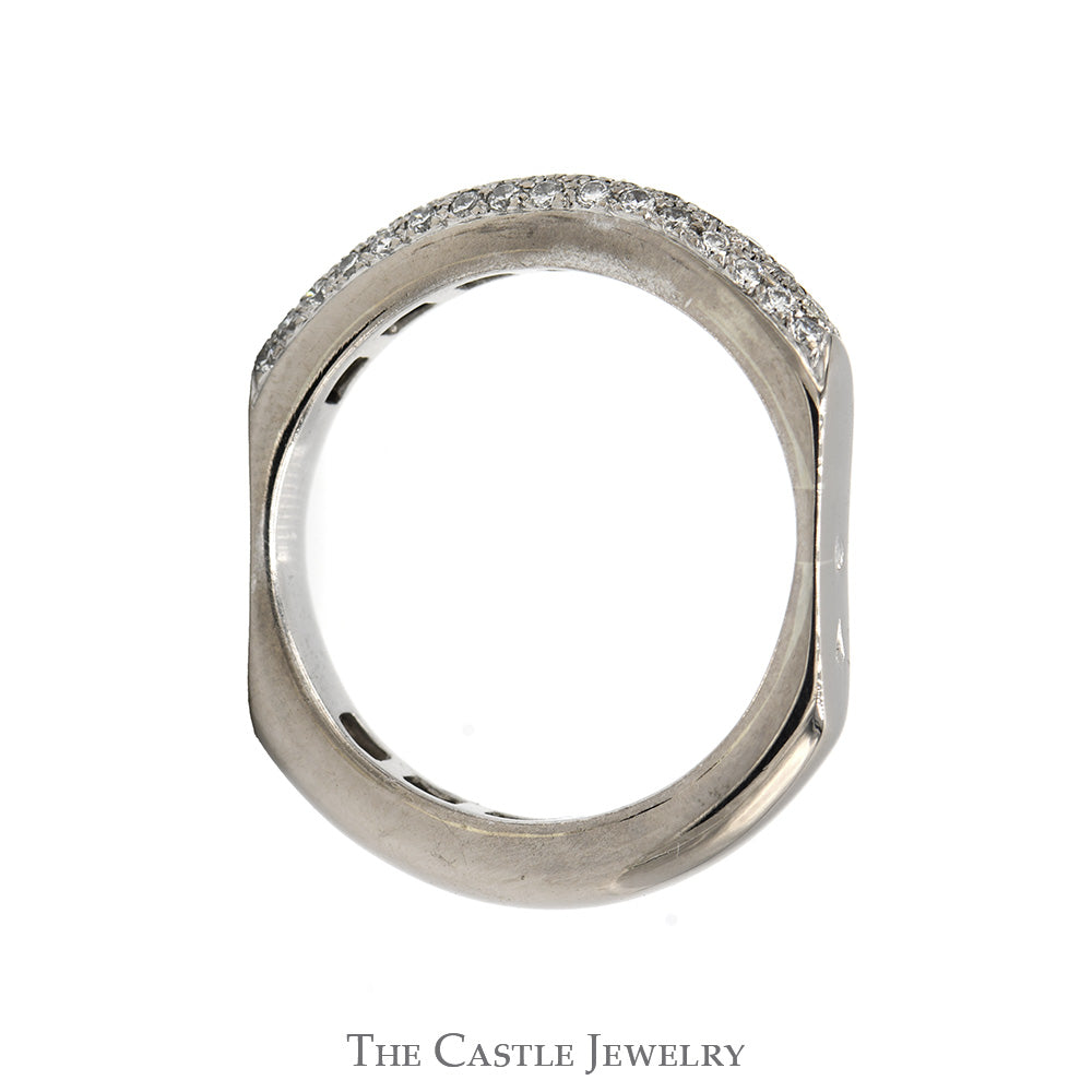 Pave Set Diamond Cluster Band with Squared Shank in 18k White Gold