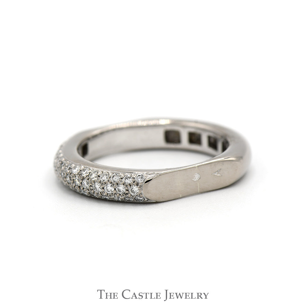 Pave Set Diamond Cluster Band with Squared Shank in 18k White Gold