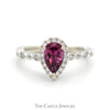 Neil Lane Designer Pear Cut Rhodalite Garnet Solitaire & Diamond Accented Engagement Ring in 14K White Gold - Thumbnail 1